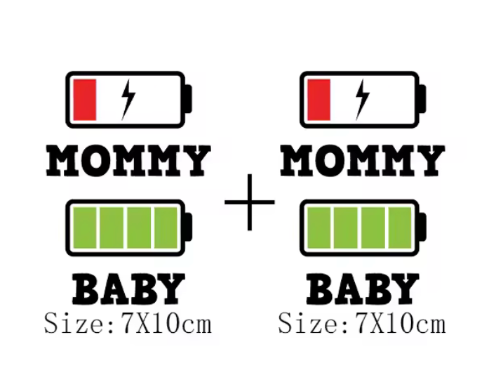 Mommy Baby Battery Iron-On Decal Only