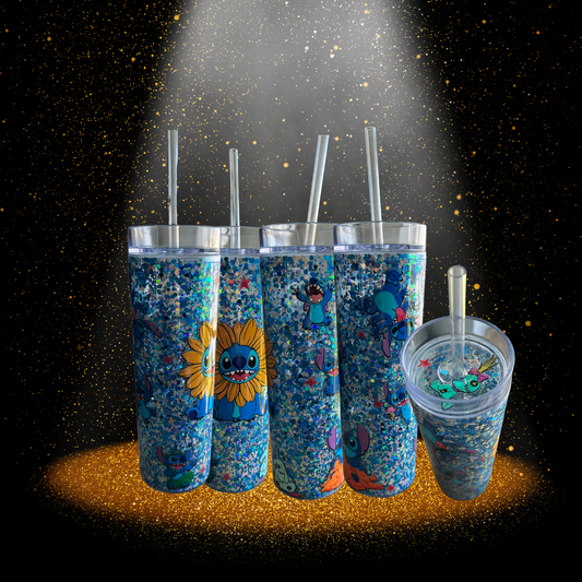 12oz CUSTOM Skinny Acrylic Snow-Globe Tumbler